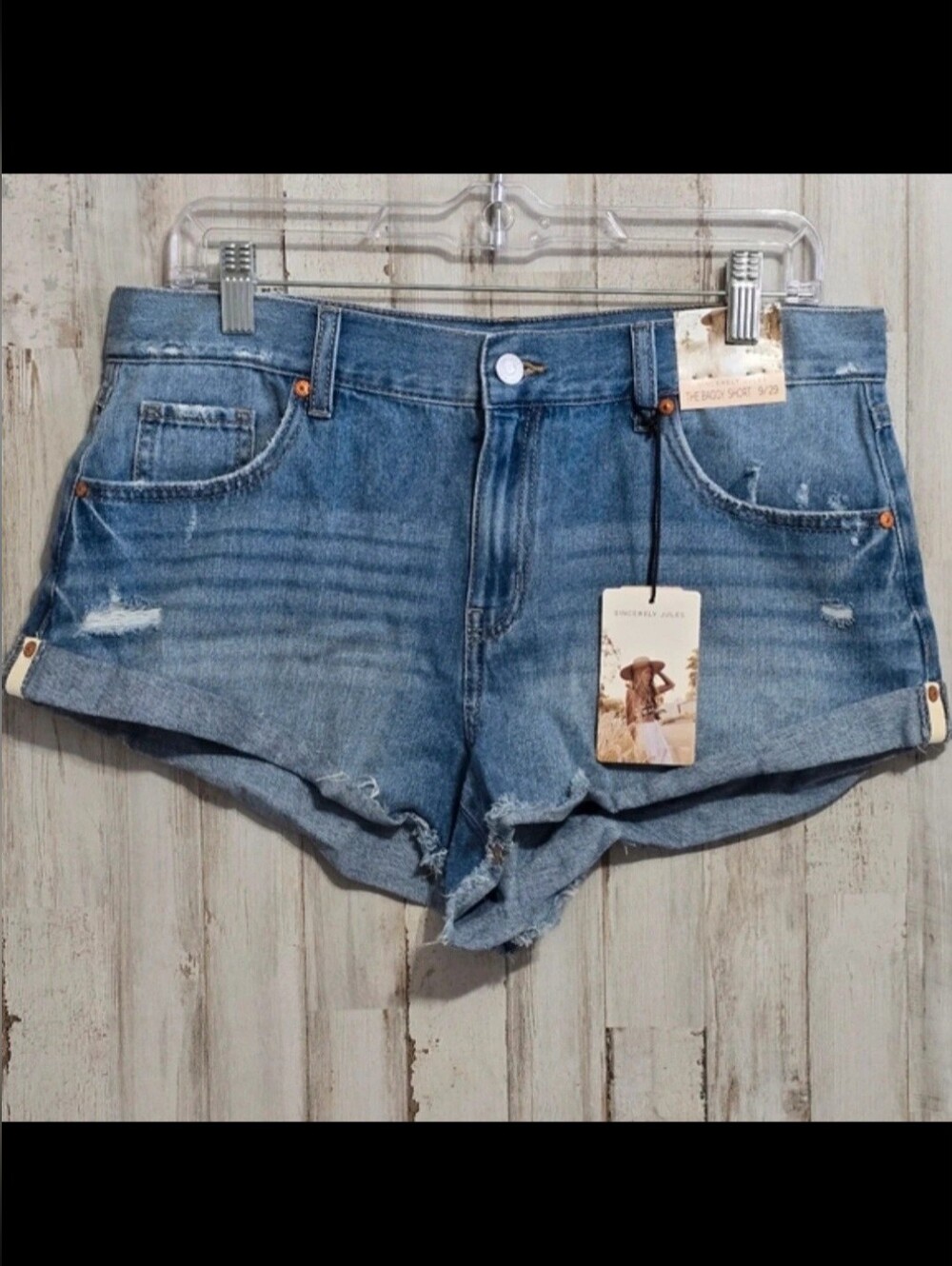 Sincerely Jules Size 9 29 Baggy Distressed Rolled Cuff Jean Short Rivet Detail